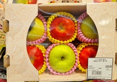 Apple gift box at retailer 3hrsixty in Hong Kong. Sam Sin from Freco Int. Hong Kong, who are importers from around the world, showed Vietnam exporters from Central Retail retail and Thailand importer the local retail setup. They are looking at what is in season now and on display for them to export to Hong Kong.